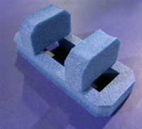 Foam end cap, impact resistant foam